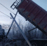 Самосвал снес опору освещения в Никеле - ИА Nord-News.Ru