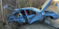 автомобиль в деревьях после аварии - ИА Nord-News.Ru